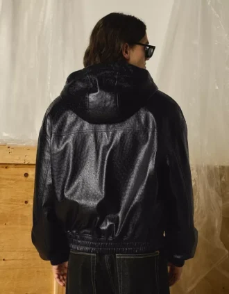 Faux Leather Jacket with Hood – Jackets