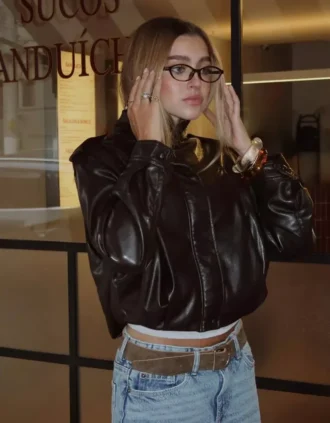 Faux Leather Pleated Jacket