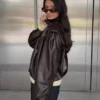 Faux Leather Pleated Jacket – Jackets and Trench Faux Leather Pleated Jacket – Jackets and Trench