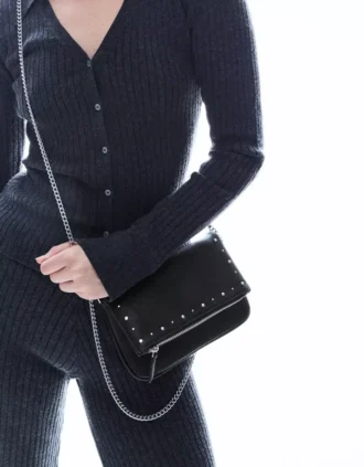 Flap Bag with Zip and Studs – Accessories