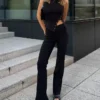 Flared Bengaline Trousers – Pants Flared Bengaline Trousers – Pants