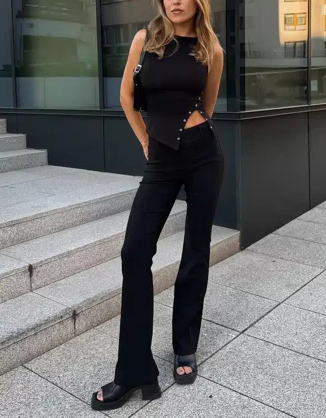 Flared Bengaline Trousers – Pants Flared Bengaline Trousers – Pants