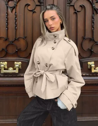 Funnel Neck Trench Jacket