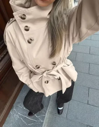 Funnel Neck Trench Jacket