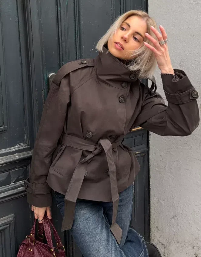 Funnel Neck Trench Jacket – Jackets and Trench – Women Funnel Neck Trench Jacket – Jackets and Trench – Women