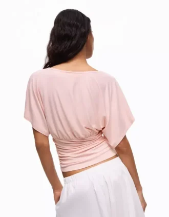 Gathered V-Neck T-Shirt – Women
