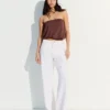 High-Waist Shimmery Straight-Leg Jeans