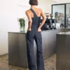 High-Waist Straight Jeans with Polka Dots
