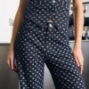 High-Waist Straight Jeans with Polka Dots