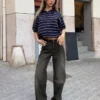 High-Waist Straight Wide-Leg Jeans – Pants