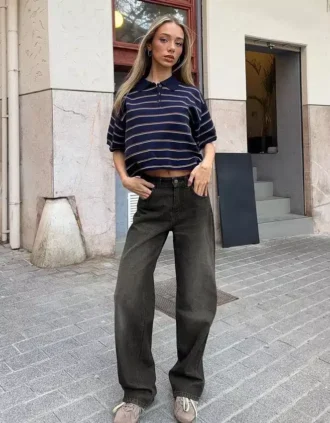 High-Waist Straight Wide-Leg Jeans – Pants