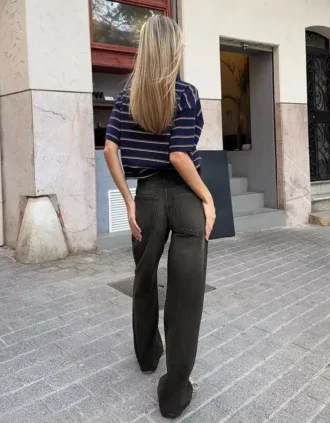 High-Waist Straight Wide-Leg Jeans – Pants