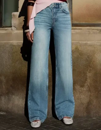 High-Waist Straight Wide-Leg Jeans – Pants