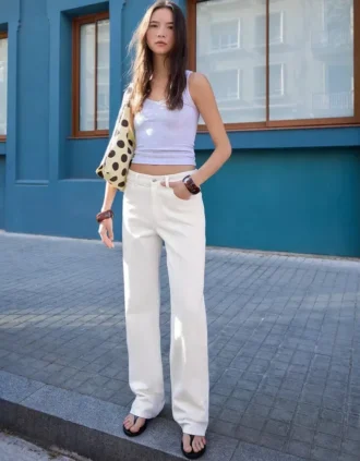 High-Waist Straight Wide-Leg Jeans – Pants – Women