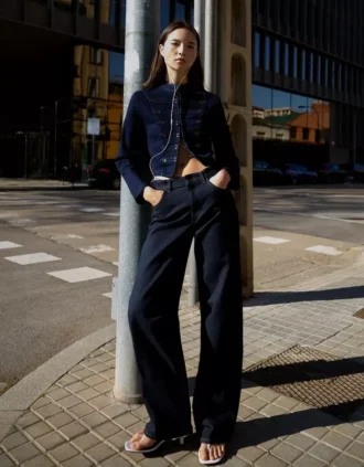 High-Waist Straight Wide-Leg Jeans – Pants – Women