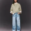 High-Waist Straight Wide-Leg Jeans with Turn-Up Hems – Pants