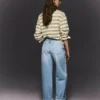 High-Waist Straight Wide-Leg Jeans with Turn-Up Hems – Pants
