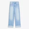 High-Waist Straight Wide-Leg Jeans with Turn-Up Hems – Pants