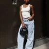 High-Waist Wide-Leg Jeans with Crossover Waist High-Waist Wide-Leg Jeans with Crossover Waist