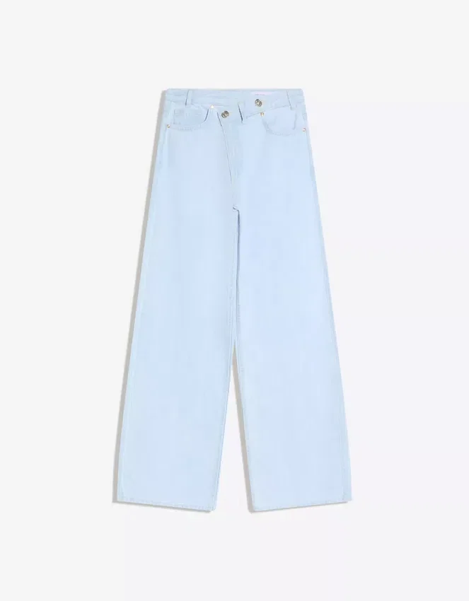 High-Waist Wide-Leg Jeans with Crossover Waist High-Waist Wide-Leg Jeans with Crossover Waist