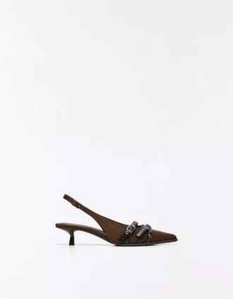 Kitten-Heel Slingback Shoes with Buckles – Heeled Shoes