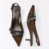 Kitten-Heel Slingback Shoes with Buckles – Heeled Shoes