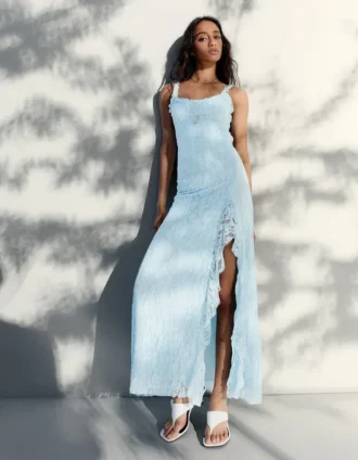 Lace-Trimmed Midi Dress