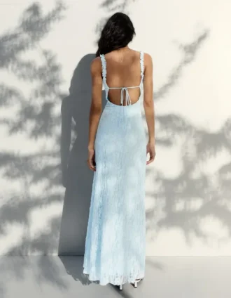 Lace-Trimmed Midi Dress