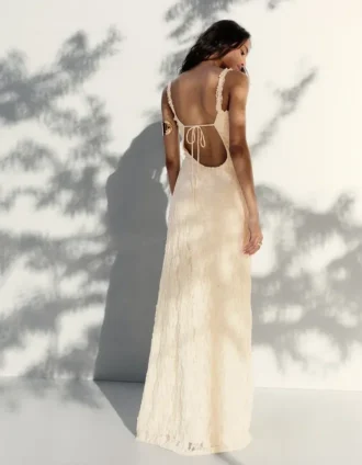 Lace-Trimmed Midi Dress