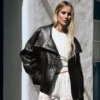Leather Funnel Neck Jacket – Women Leather Funnel Neck Jacket – Women