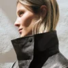 Leather Funnel Neck Jacket – Women Leather Funnel Neck Jacket – Women