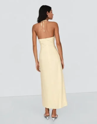 Linen Blend Halter Midi Dress – Dresses and Jumpsuits
