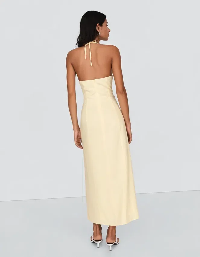 Linen Blend Halter Midi Dress – Dresses and Jumpsuits Linen Blend Halter Midi Dress – Dresses and Jumpsuits