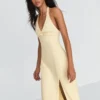 Linen Blend Halter Midi Dress – Dresses and Jumpsuits Linen Blend Halter Midi Dress – Dresses and Jumpsuits