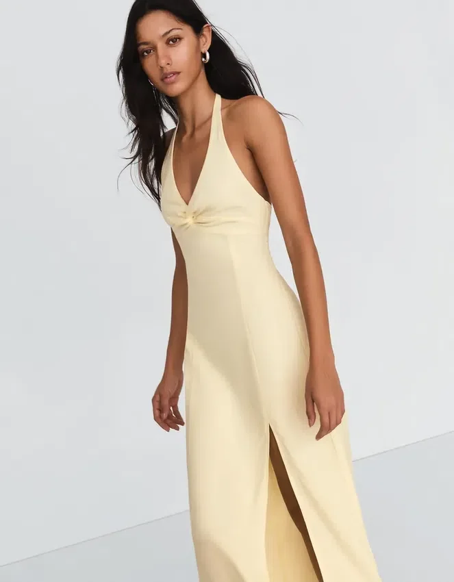Linen Blend Halter Midi Dress – Dresses and Jumpsuits Linen Blend Halter Midi Dress – Dresses and Jumpsuits