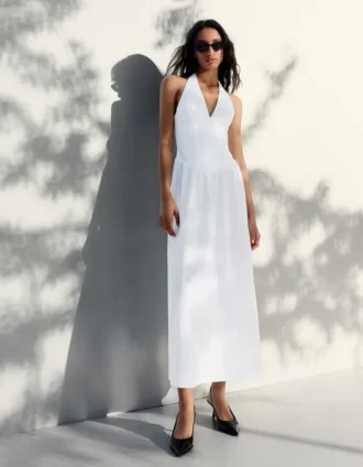 Long Poplin Halter Dress