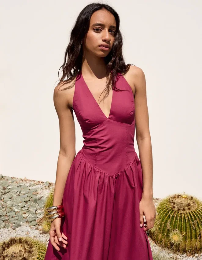 Long Poplin Halter Dress Long Poplin Halter Dress