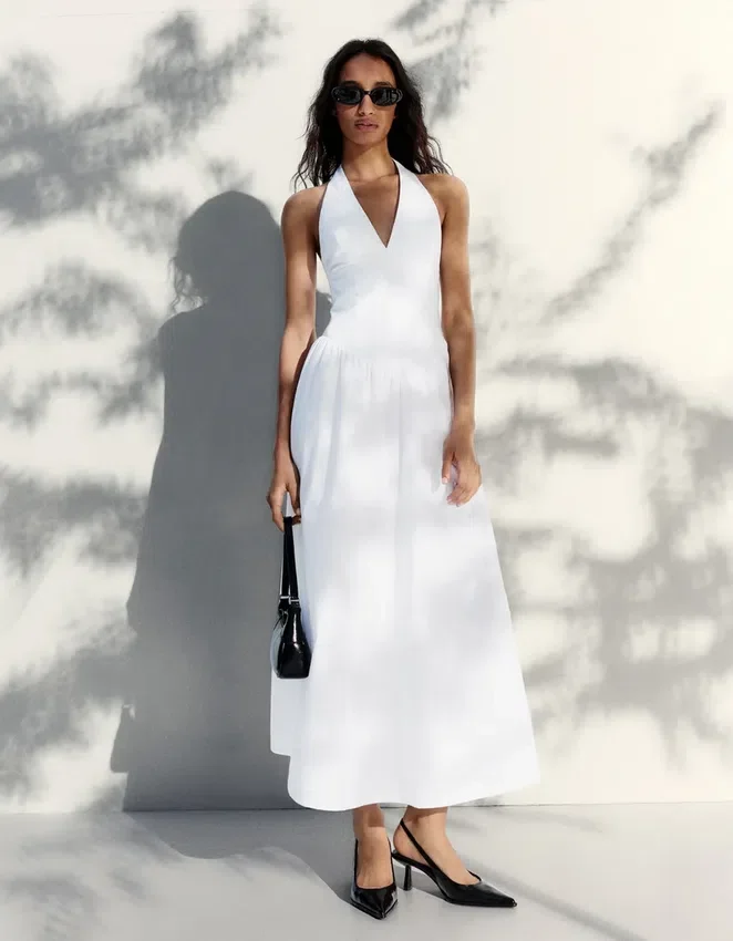 Long Poplin Halter Dress Long Poplin Halter Dress