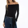 Long Sleeve Asymmetric Tied T-Shirt
