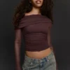 Long Sleeve Asymmetric Tulle T-Shirt Long Sleeve Asymmetric Tulle T-Shirt