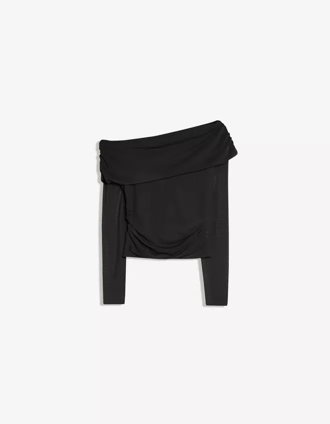 Long Sleeve Asymmetric Tulle T-Shirt Long Sleeve Asymmetric Tulle T-Shirt