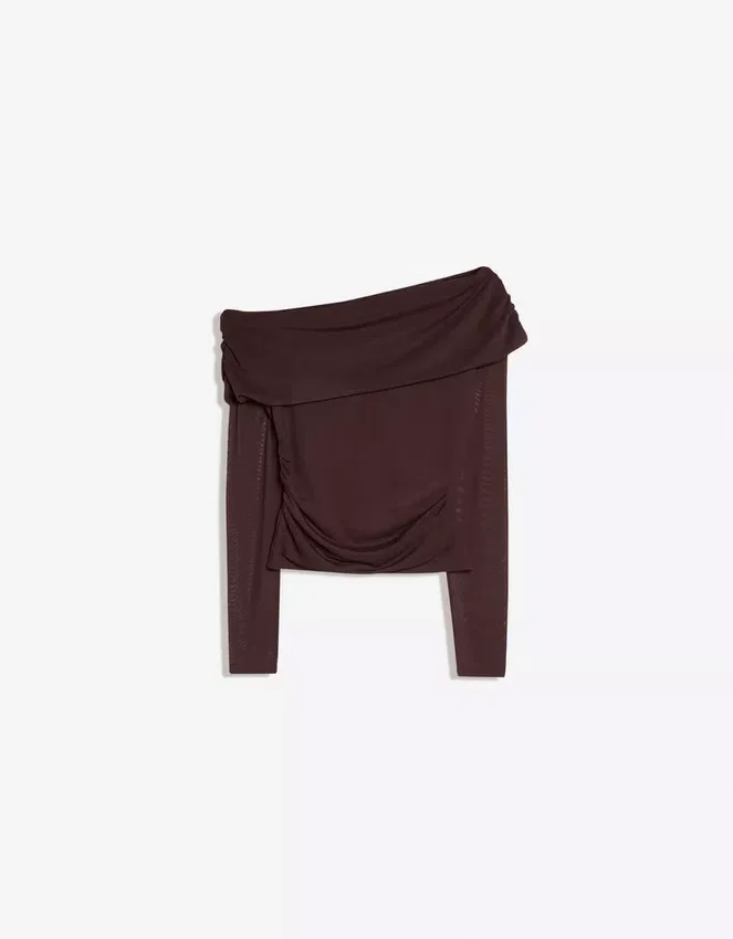 Long Sleeve Asymmetric Tulle T-Shirt Long Sleeve Asymmetric Tulle T-Shirt