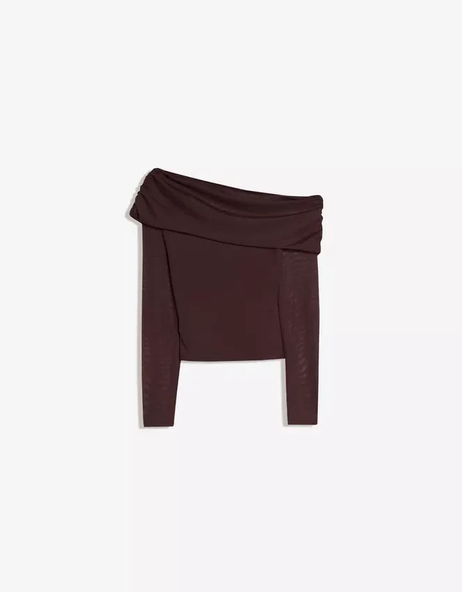 Long Sleeve Asymmetric Tulle T-Shirt Long Sleeve Asymmetric Tulle T-Shirt