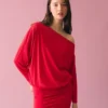 Long Sleeve Mini Dress with a Fitted Skirt