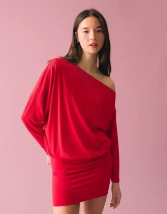 Long Sleeve Mini Dress with a Fitted Skirt