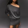 Long Sleeve Mini Dress with a Fitted Skirt