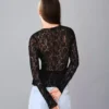 Long Sleeve Ruffled Blonde Lace T-Shirt Long Sleeve Ruffled Blonde Lace T-Shirt