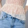 Long Sleeve Ruffled Blonde Lace T-Shirt Long Sleeve Ruffled Blonde Lace T-Shirt
