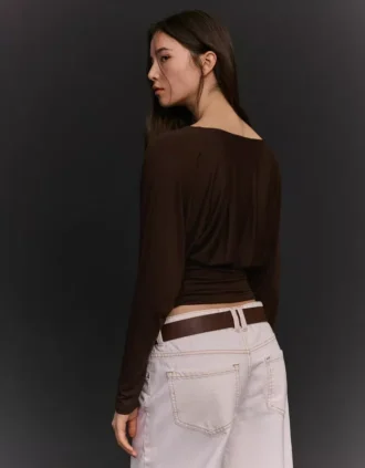 Long Sleeve T-Shirt with Gathering – T-Shirts