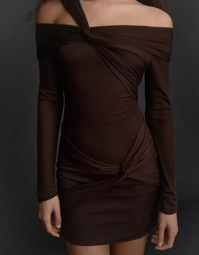 Long Sleeve Tulle Mini Dress with Knots – Dresses and Jumpsuits Long Sleeve Tulle Mini Dress with Knots – Dresses and Jumpsuits